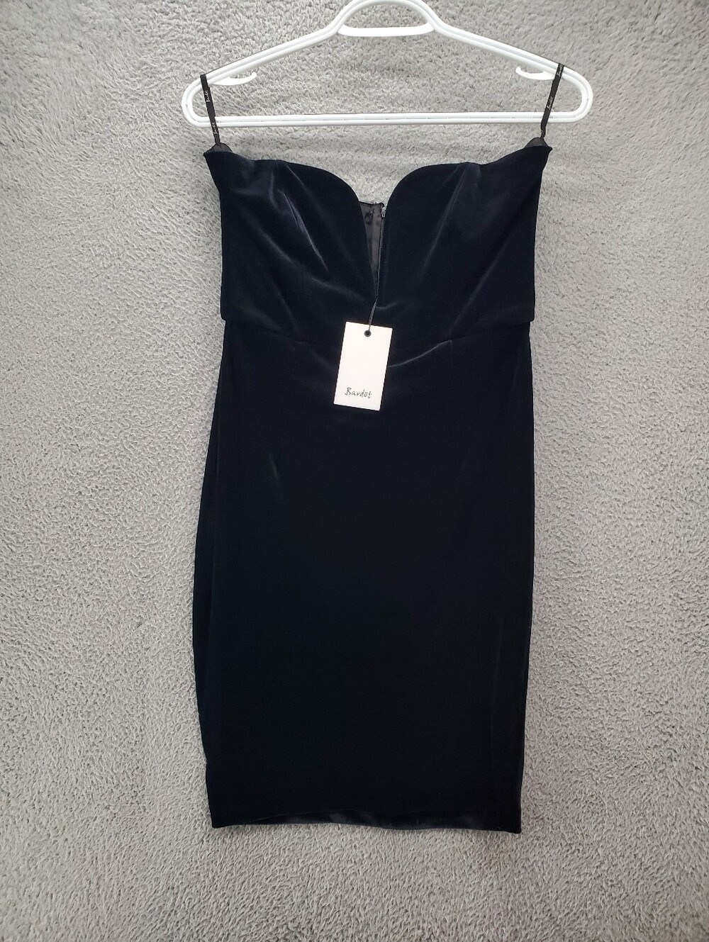 Bardot Velvet Bustier Mini Dress Black Size Medium 8